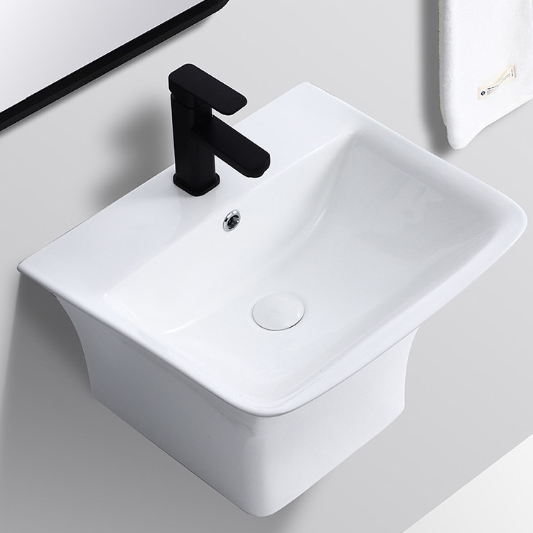 CE basin wall mount ceramic half pedestal wall hung basins semi modern contracted wash sink wall mount bathroom sink