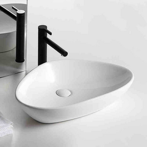 white ceramic triangular modern washroom hotel lavabo porcelain wash basin vessel sink countertop bathroom