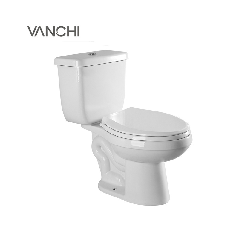 Rural two piece toilette S trap floor mounted toilet seat