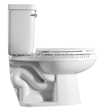 Rural two piece toilette S trap floor mounted toilet seat