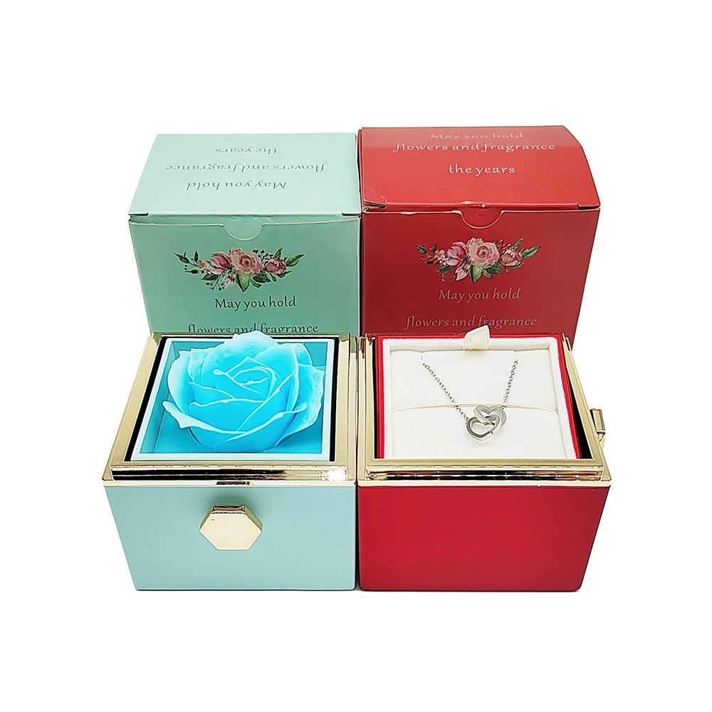 2023 Hot selling low price eternal preserved soap rose jewelry gift box with necklace/ring packaging boxes for small business