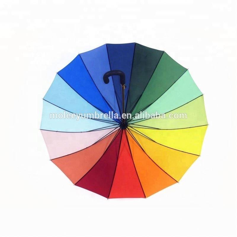 Cheap 16 Panel 30 Inch Automatic Promotional Rainbow Golf Umbrella Factory From China