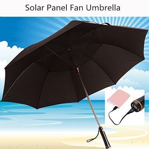 Electric Multifunction Solar Light Panel Battery USB Power Charger Golf Umbrella with Fan