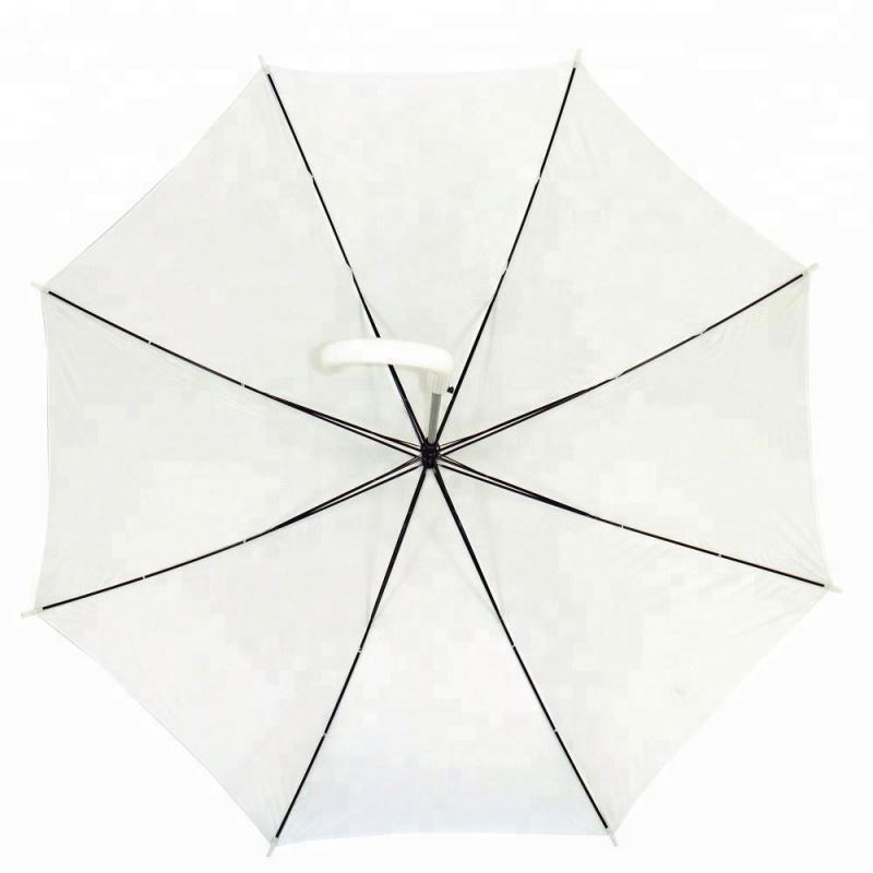 Chinese Cheap Price Hook Handle White Wedding Favors Straight Umbrella