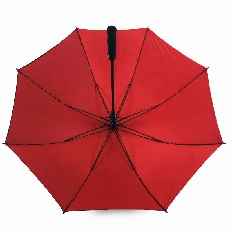 Staight Auto Open Vented Twin Canopy Stormproof Two Colors Red Black Golf Umbrella