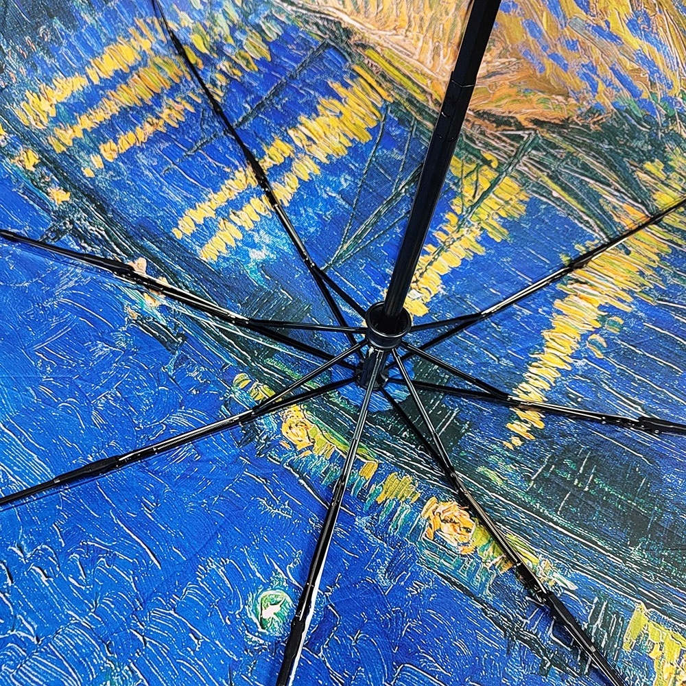 Vincent Van Gogh's Starry Night Over The Rhone Automatic Folding Portable Umbrella For Rain And Sun Protection Upf 50+