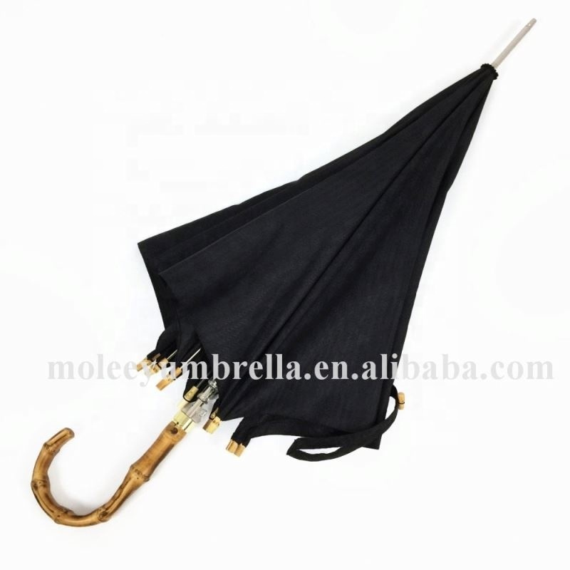 Manual Opening Vintage Style Old Fashion Japanese J Shaped Bamboo Handle Straight Umbrella