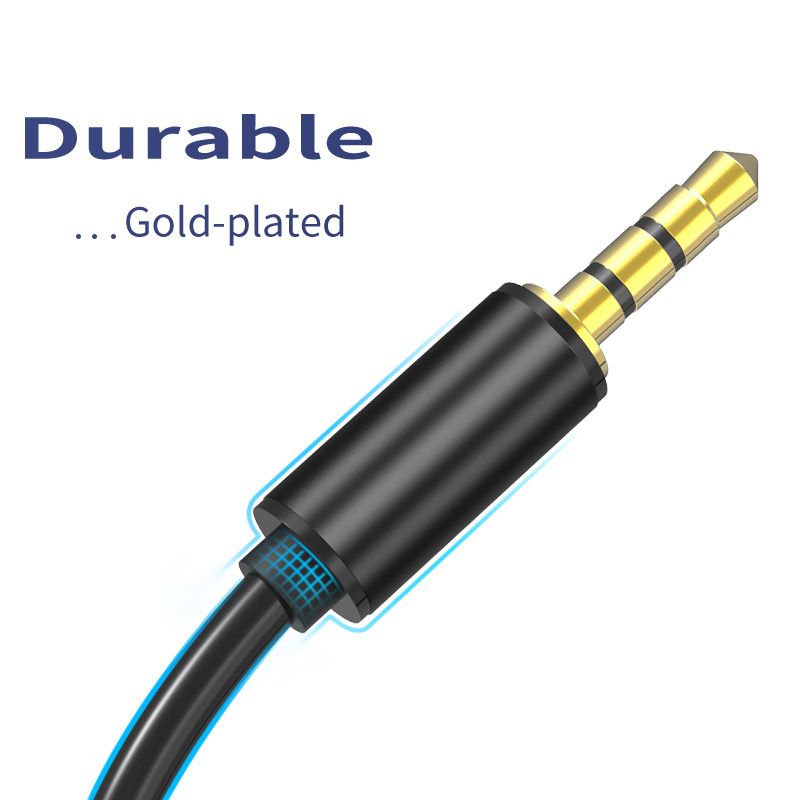 AUX 3.5mm  to RCA Cable, Right & Left Channel, Double Shield OFC Audio Cord, Gold Plated Male Plug