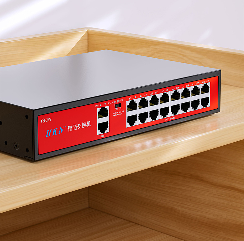 18 Port PoE Switch with 2 Ethernet Uplink, 4 Port PoE+ 1000Mbps, 240W 802.3af/at, Extend Function,  Unmanaged Plug and Play