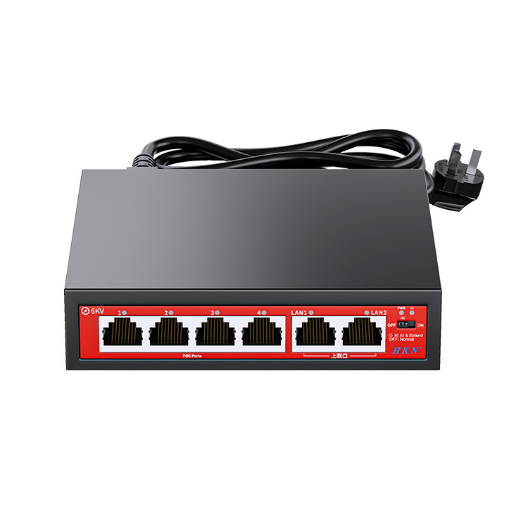 Industrial Passive 6 Ports PoE Ethernet Switch Gigabit RJ45 Din Rail 10/100Mbps Ethernet Switch Unmaneged PoE Switch