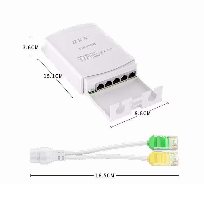 5 Port POE Repeater Waterproof Outdoor Gigabit Extender 200m Transmission Distance Extend Switch for CCTV Camera