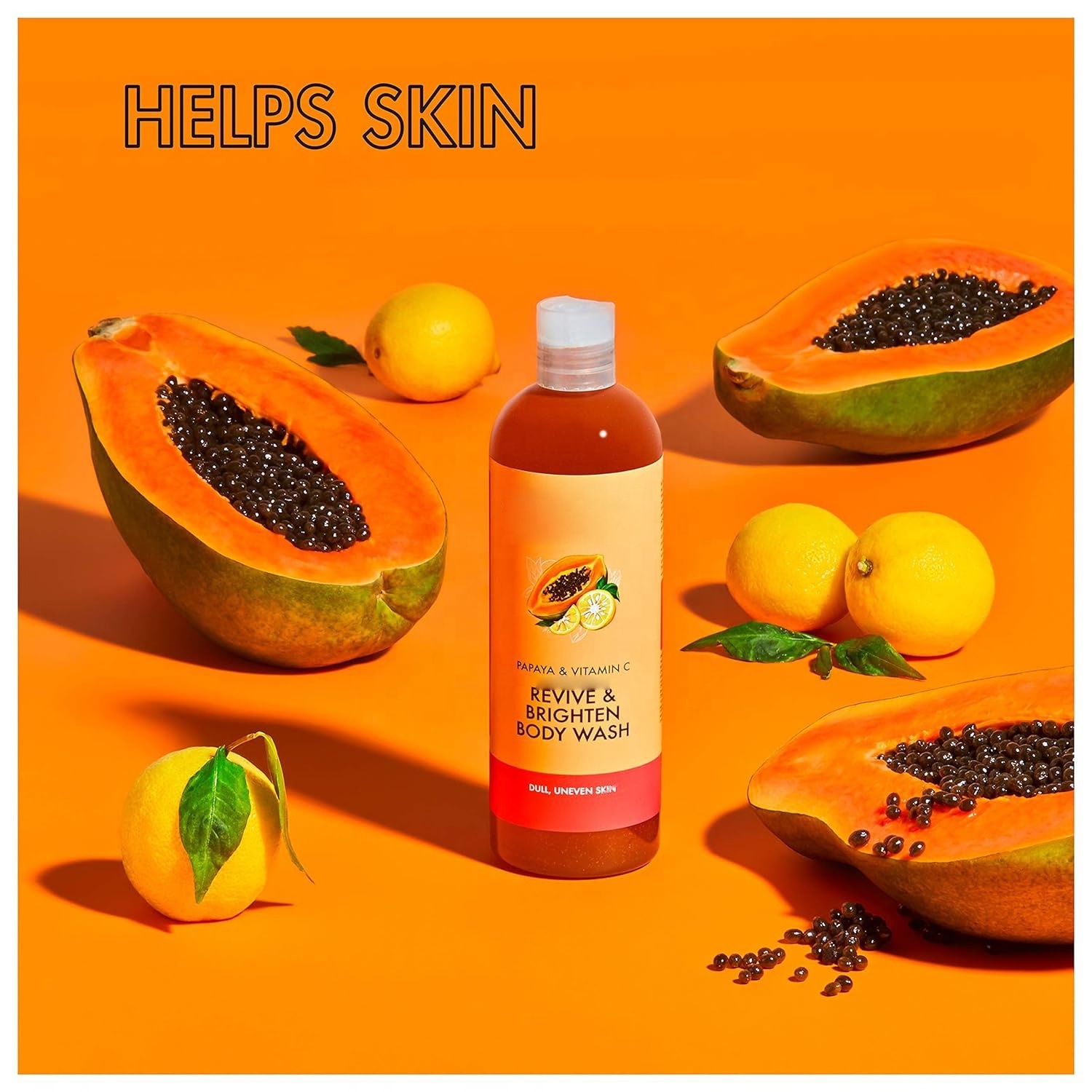 2-in-1 Smoothing Papaya Shower Gel Baby's Dull Uneven Skin Tone Daily Use Body Wash Moisturizing Rose Herbal 30ml Netwt