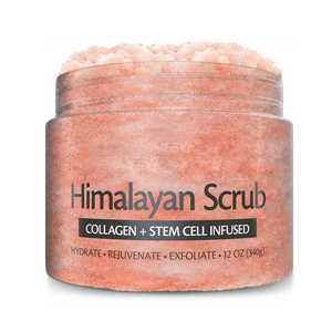 Himalayan Salt Cream Scrub Organic Face Foot Body Exfoliator Infused with Collagen Stem Cells Natural Exfoliating Body Scrub