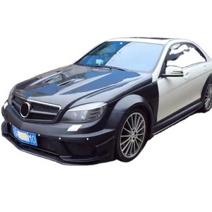 Refitted Body Kit for W204 Sedan 4 doors C63 Black Series Style Front Bumper Fiber Glass Side Skirts Fenders Spoiler Wing Bonnet