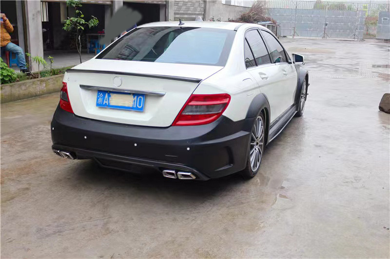 Refitted Body Kit for W204 Sedan 4 doors C63 Black Series Style Front Bumper Fiber Glass Side Skirts Fenders Spoiler Wing Bonnet