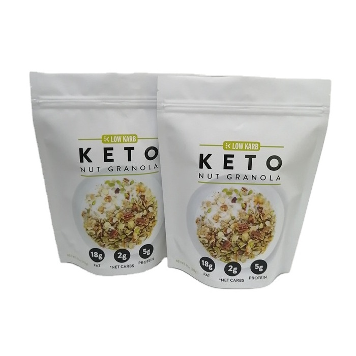 Clear Window Matt Finish Round Bottom Ziplock Aluminum Foil Nuts Cheese Lettuce KETO Food Packaging Bags