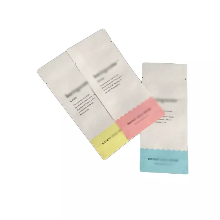 Biodegradable Sample Paper Packets Loose Powder Mask Face Cream Liquid Foundation Cosmetic Packaging Small Kraft Paper Sachets