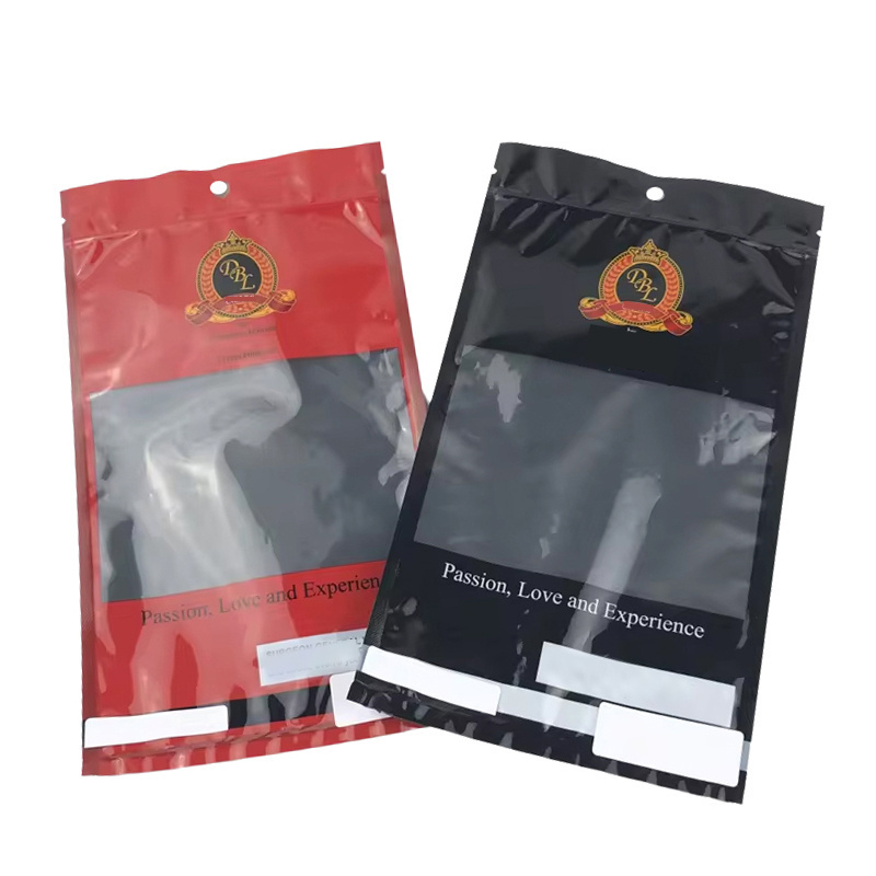 Custom Resealable Foil Ziplock Bags Three Side Seal Natural Leaf Wraps Plastic Packaging Bag Moisturizing with Clear Window