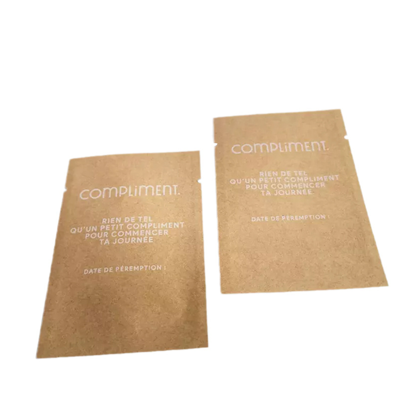 Biodegradable Sample Paper Packets Loose Powder Mask Face Cream Liquid Foundation Cosmetic Packaging Small Kraft Paper Sachets