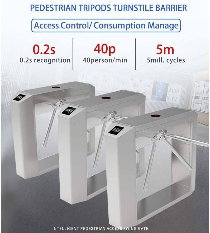 Biometric Tripod Turnstile Access Control System Entrance Exit Semi-automatic Security Tripod Turnstile Barrier Gate