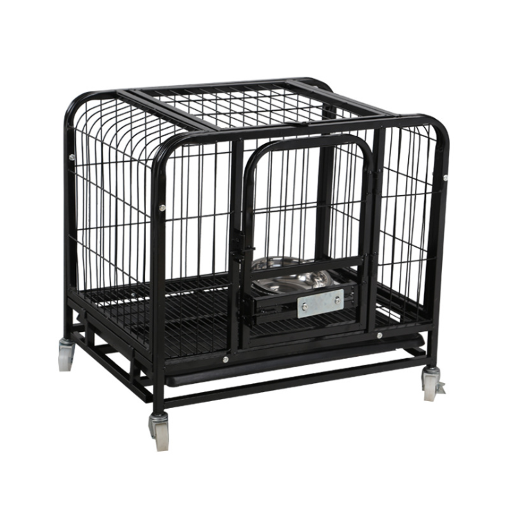 Wholesale Outdoor Heavy Kennel High Strength Stainless Steel Black Large Dog Cage With Wheels cages