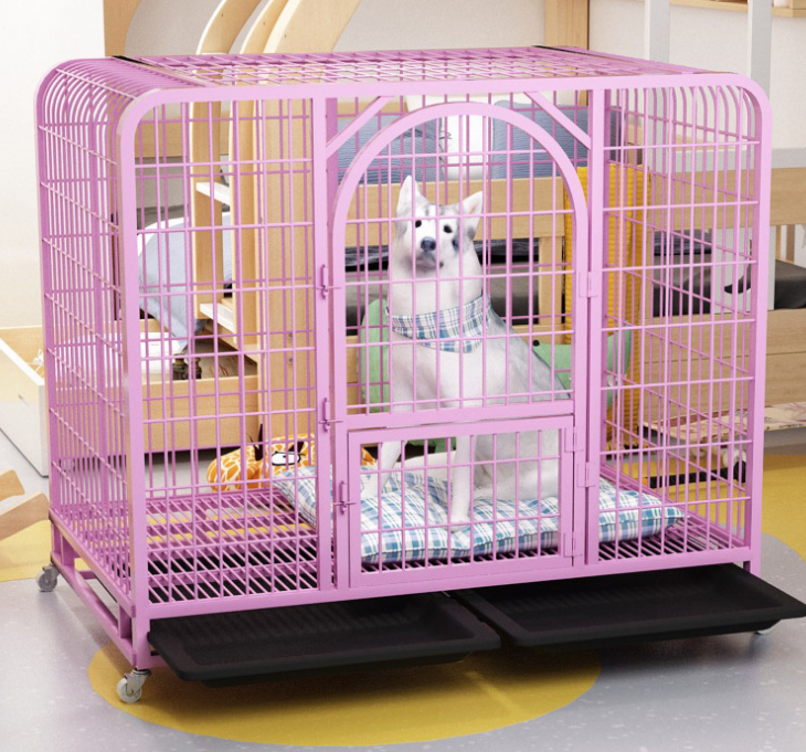 Wholesale Outdoor Heavy Kennel High Strength Stainless Steel Black Large Dog Cage With Wheels cages