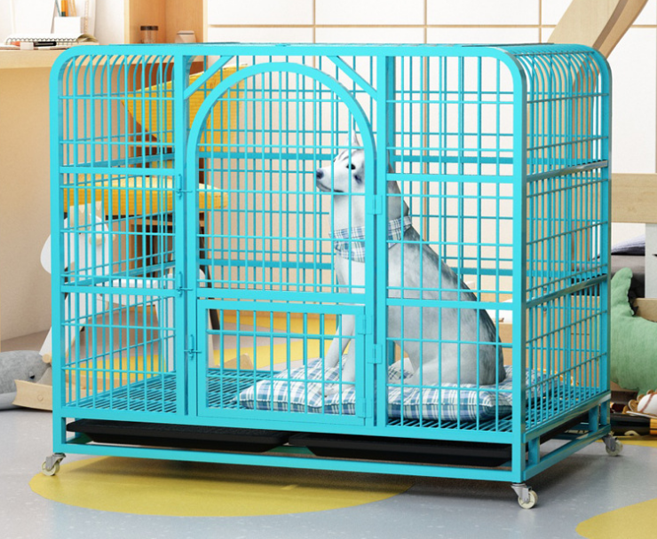 Wholesale Outdoor Heavy Kennel High Strength Stainless Steel Black Large Dog Cage With Wheels cages