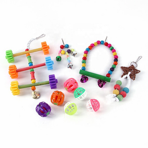 Bird Toy Set Parrot Swing Chewing Toy Set 10 pack Hanging Cage Swing and Rainbow Bridge