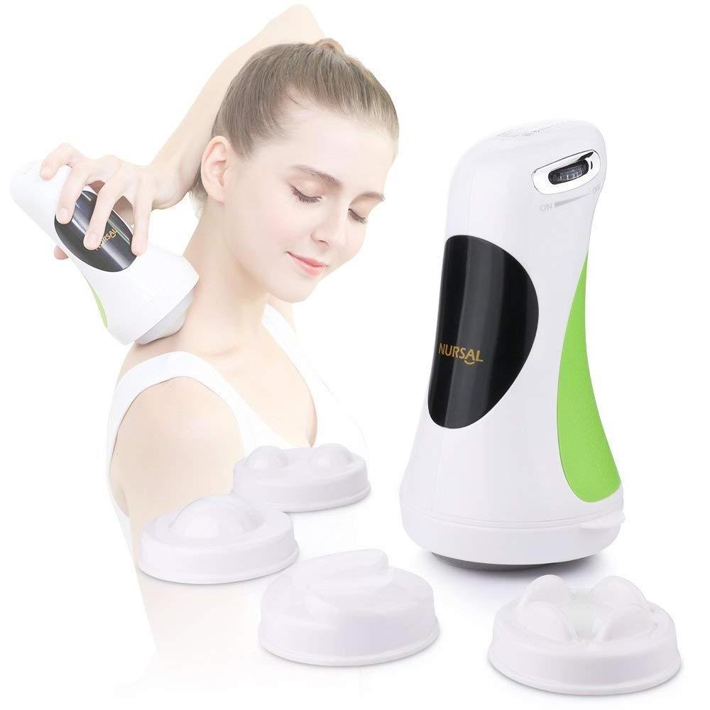 NURSAL Electric Handheld Percussion Massager, Interchangeable Nodes Deep Kneading Therapeutic for Full Body, Blood Circulation