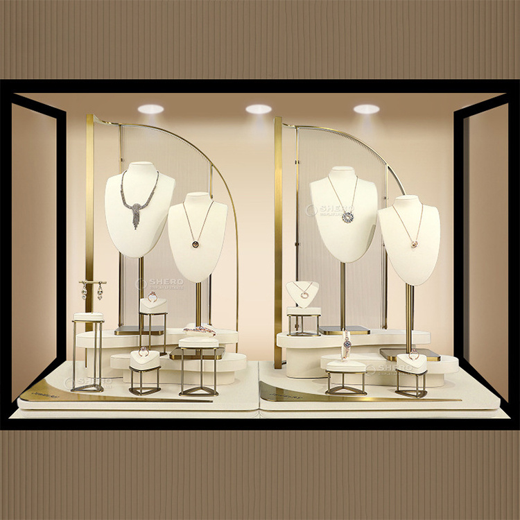 Oem Jewellery Display Bust Stand Unique Tall Necklace Display Stand White Mannequin For Necklace Window Display