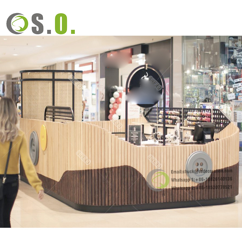 Coffee Kiosk Indoor  Modern Drink Juice Bar Display Counter   Food Kiosk For Shopping Mall