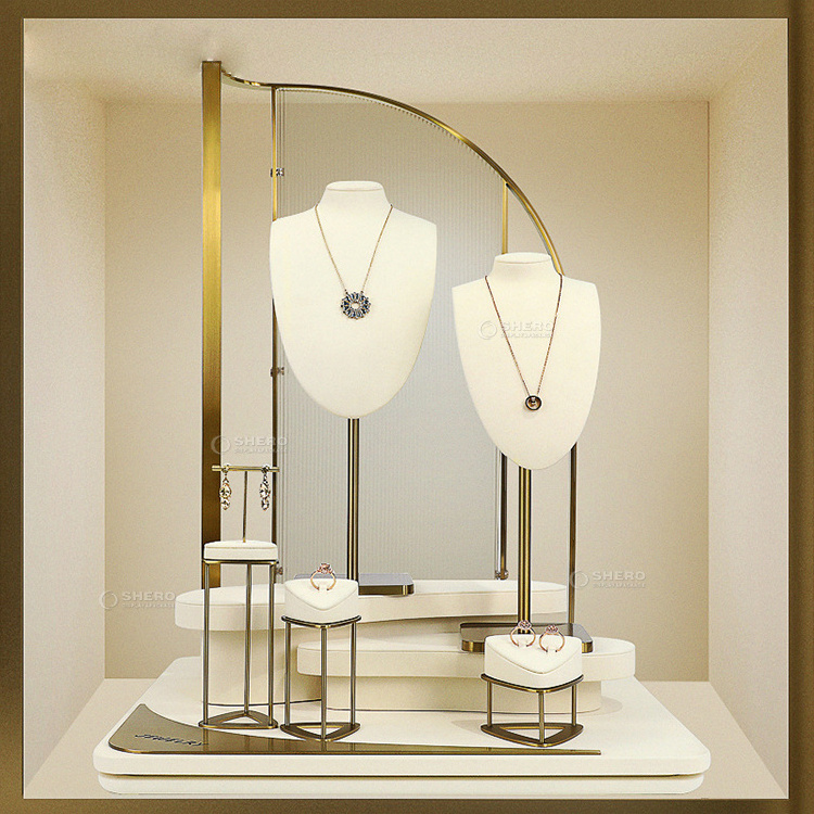 Oem Jewellery Display Bust Stand Unique Tall Necklace Display Stand White Mannequin For Necklace Window Display