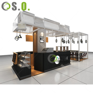 Coffee Kiosk Indoor  Modern Drink Juice Bar Display Counter   Food Kiosk For Shopping Mall