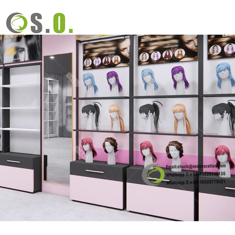 Mannequin wig display shelves stand hair store furniture wig display ideas showcase display for wigs