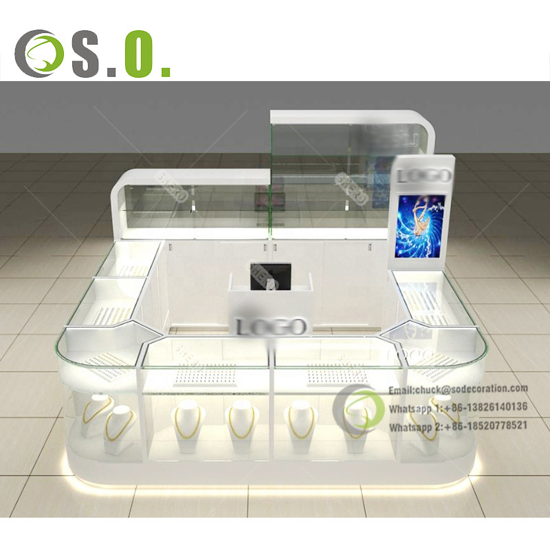 Boutique Mall Kiosk Glass Jewelry Showcase Shop Jewellery Kiosk Counter Display Jewelry Kiosk for Sale