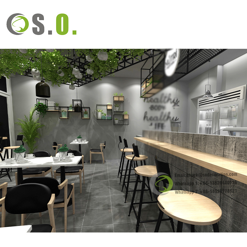 High quality retail juice shop interior design bakery shop design Modern juice bar counter design