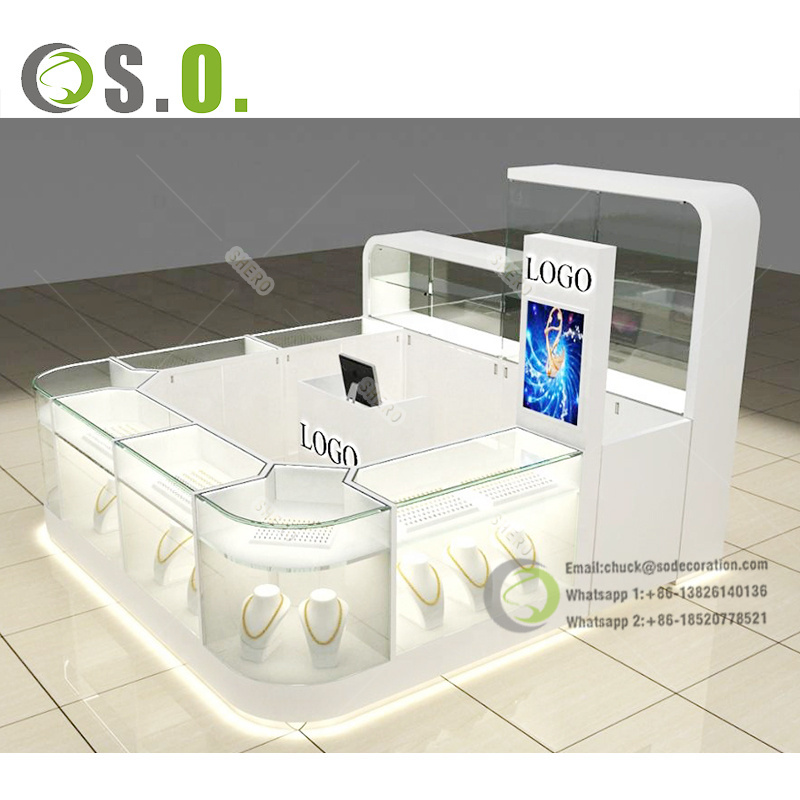 Boutique Mall Kiosk Glass Jewelry Showcase Shop Jewellery Kiosk Counter Display Jewelry Kiosk for Sale