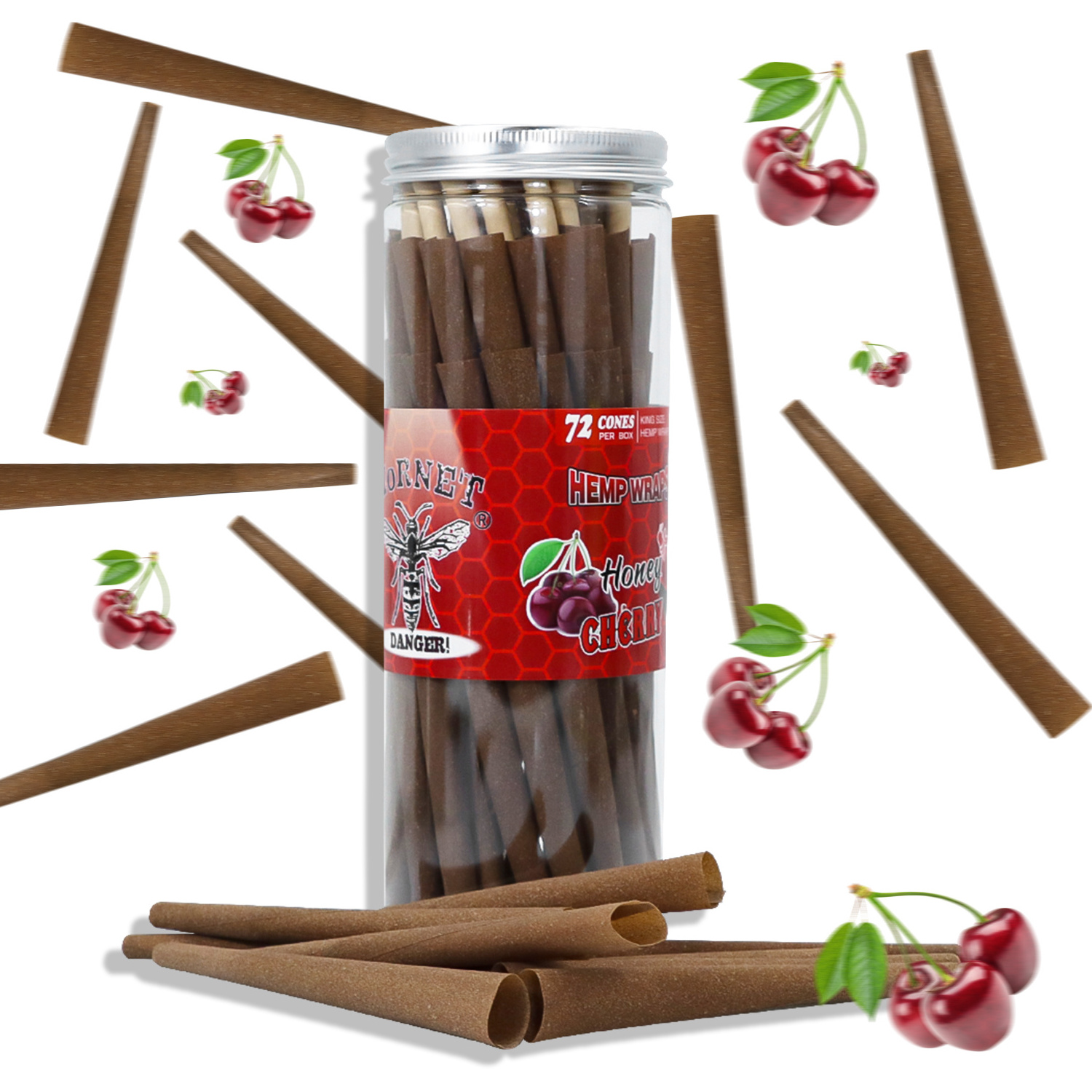 Honeypuff Cherry Flavors Organic Hemp Wraps Bottled Wrapping With Multi-Flavored Scented Rolled Hemp Wrap Wholesale