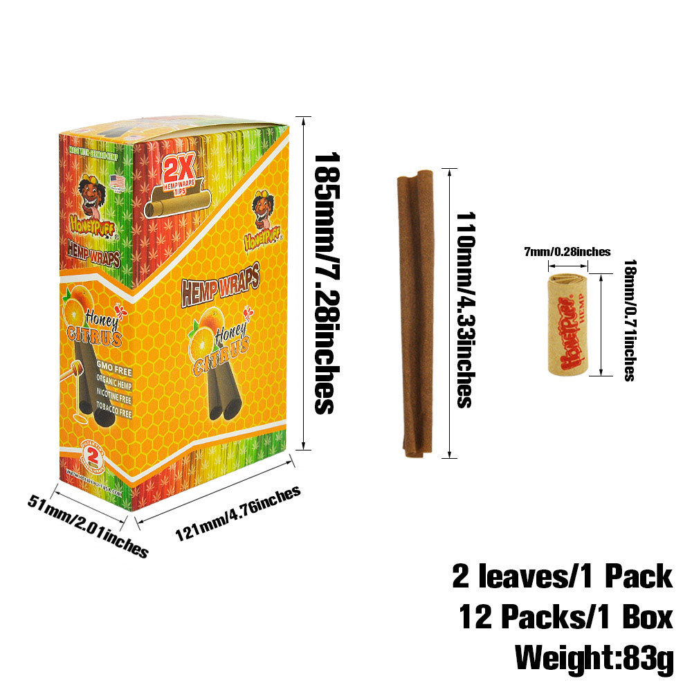 Honeypuff Orange Flavors  Hemp Wraps  Papers Wrapping With Multi-flavored Wholesale Smoking Shops Accessories