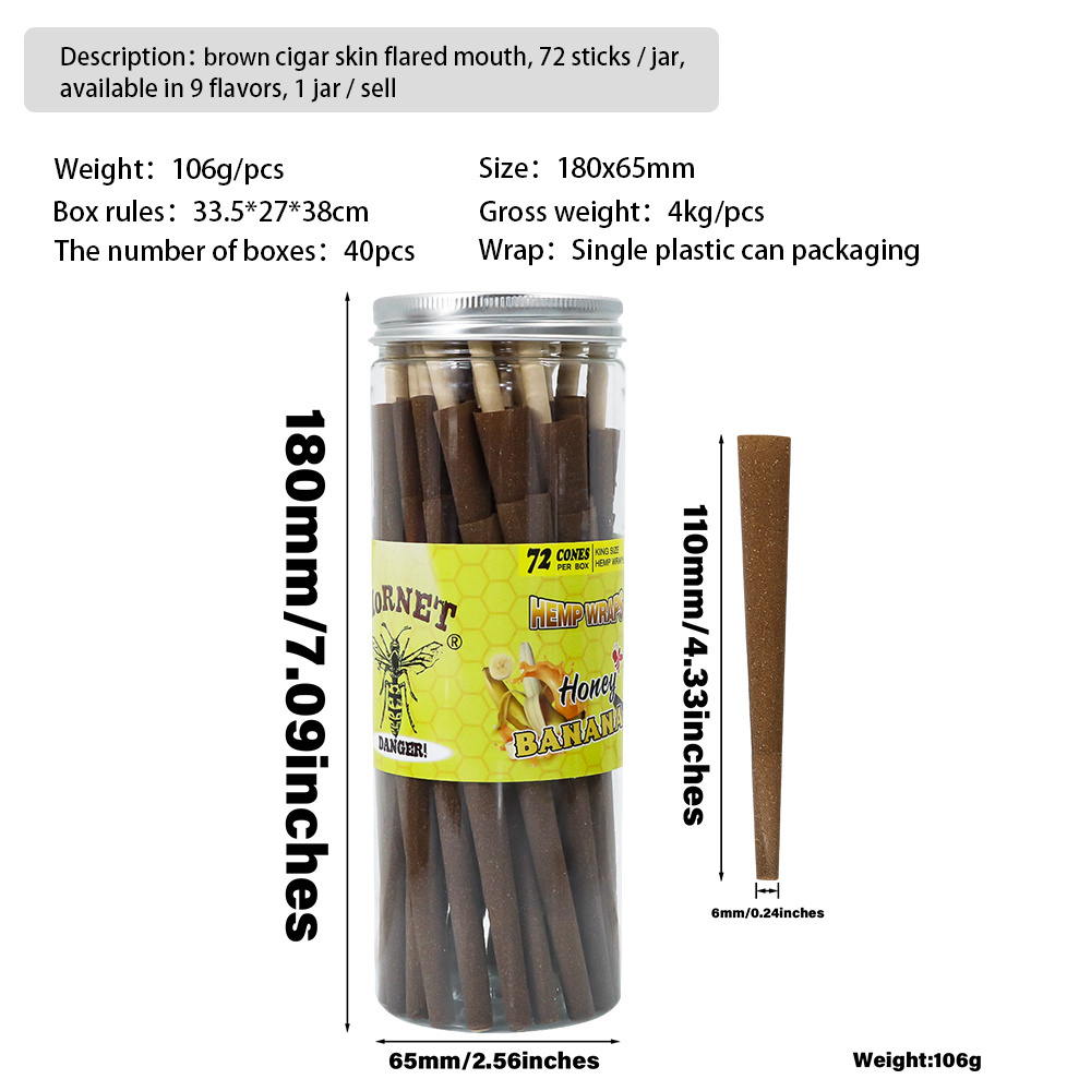 Honeypuff Banana Flavors Organic Hemp Wraps Bottled Wrapping With Multi-Flavored Scented Rolled Hemp Wrap Wholesale