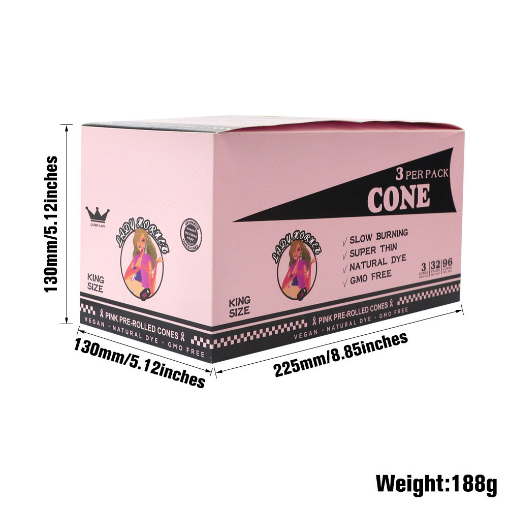 LADY HORNET 110MM Pink Hornet  78mm 1 1/4 Size  Rolling Paper  Smoking Cone Smoking Accessories