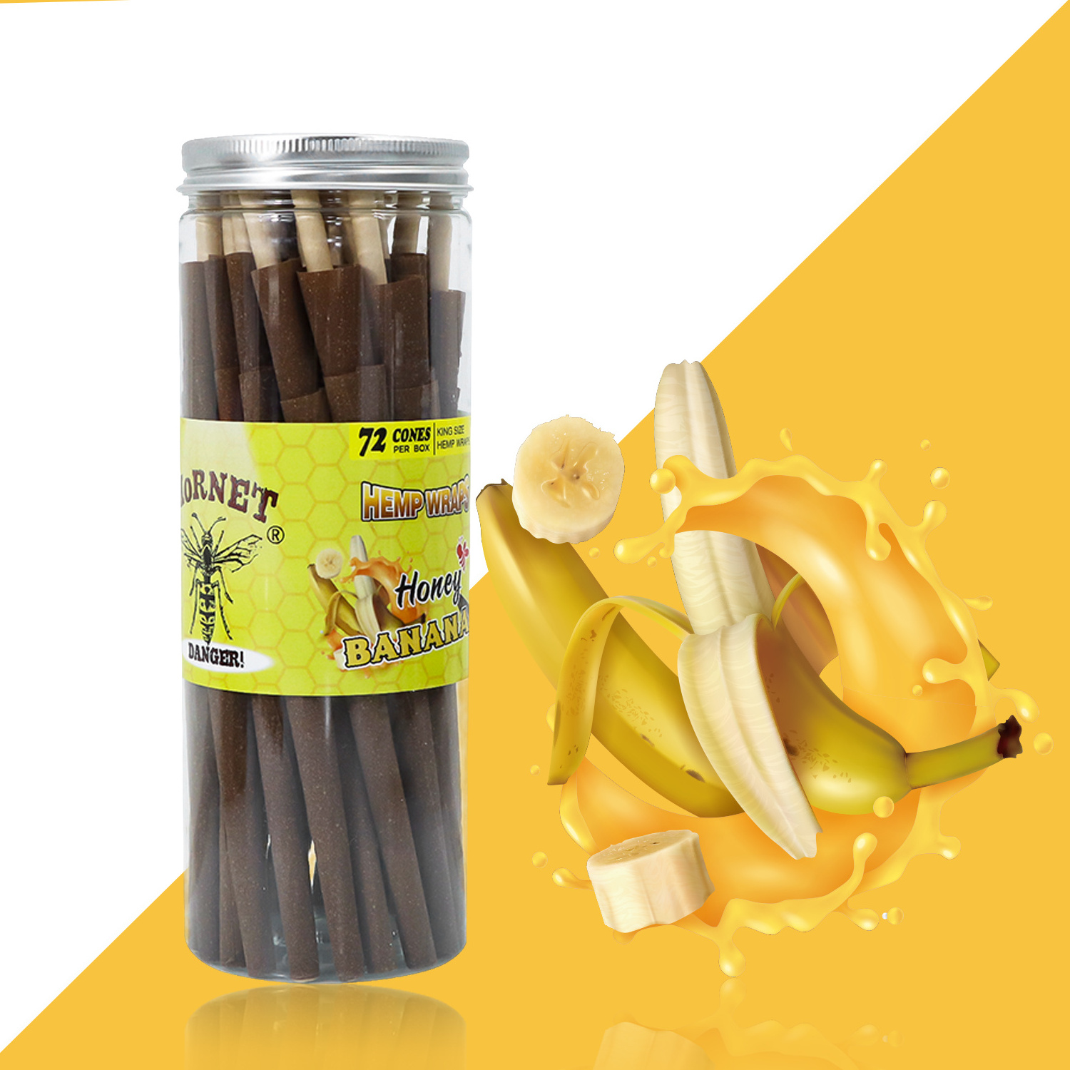 Honeypuff Banana Flavors Organic Hemp Wraps Bottled Wrapping With Multi-Flavored Scented Rolled Hemp Wrap Wholesale