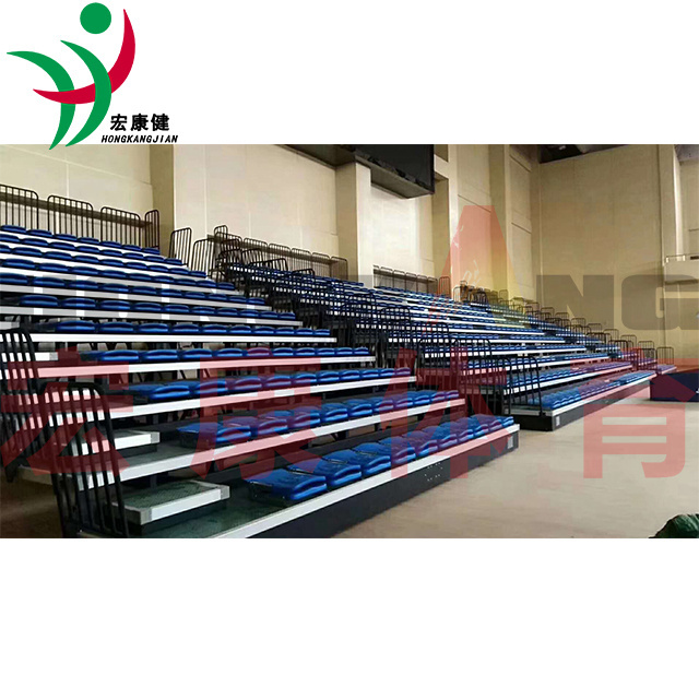 FIBA approved Basketball Court bleacher seats gym retractable bleachers electric Front mounted foldable telescopic bleachers