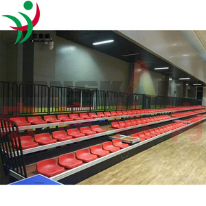 Retractable gym Bleachers Outdoor stadium seat Grandstand Telescopic electric Low-back telescopic bleachers FIBA approved