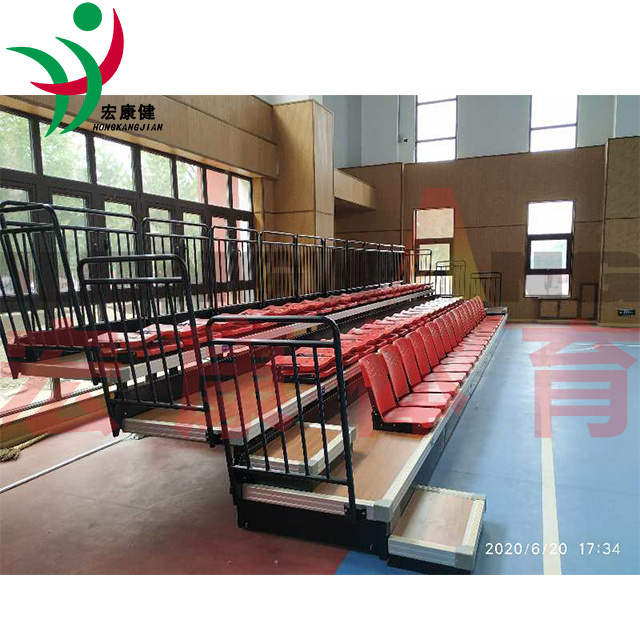 FIBA approved Basketball Court bleacher seats gym retractable bleachers electric Front mounted foldable telescopic bleachers