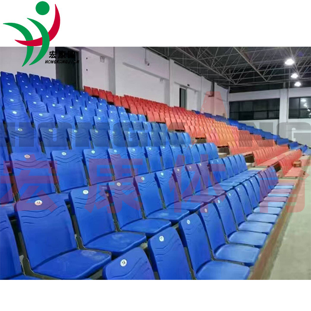 FIBA approved Basketball Court bleacher seats gym retractable bleachers electric Front mounted foldable telescopic bleachers