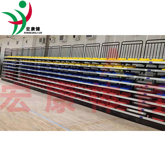 Retractable gym Bleachers Outdoor stadium seat Grandstand Telescopic electric Low-back telescopic bleachers FIBA approved