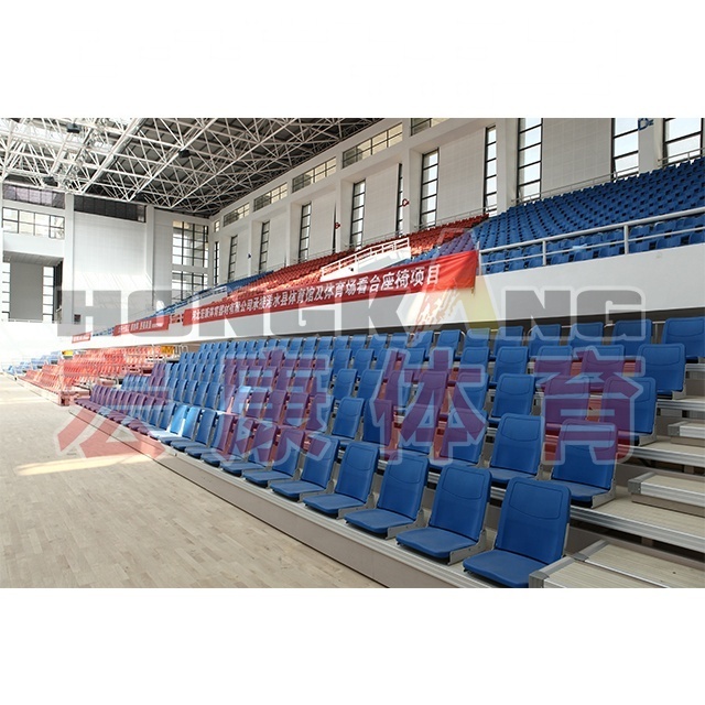 2024 Newest Stadium Seat Injection Plastic Folding electric front mounted telescopic Stadium bleachers