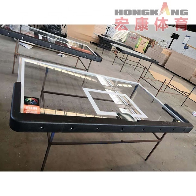 FIBA standard basketball backboard tempered glass aluminum frame 12mm basketball board fiberglass basketball backboard