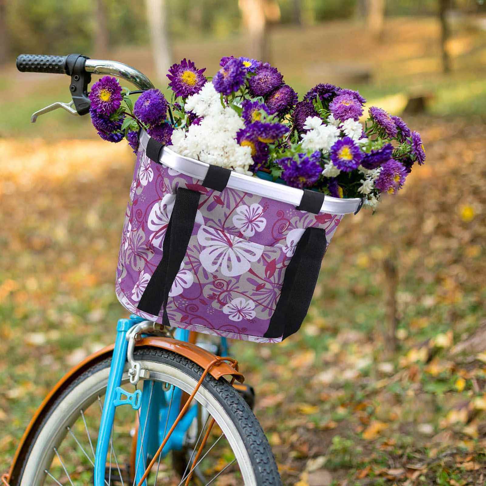 Istaride Carrier Basket Easy To Install Foldable Aluminum Alloy Front Basket For Women Picnic Shopping Bicycle Pet Basket